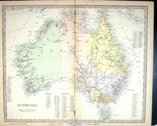 Listing image for Antique Print Harrow Map 1880 Australia Tasmania Sydney Parth Pacific Ocean