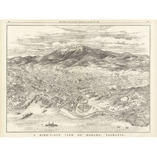 Listing image for Map ATCJ 1894 Bird's Eye View Hobart Tasmania Australia Large Wall Art Print