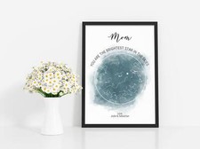 Listing image for Personalised BRIGHTEST STAR custom star map/constellation night sky map